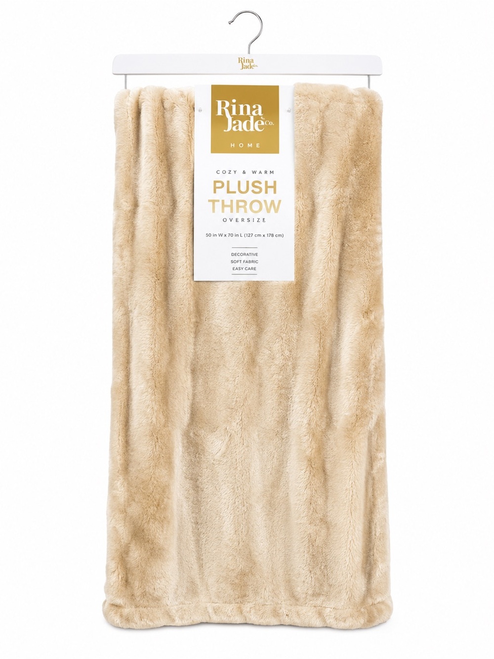 Rina Jade Plush Throw - Cream Plush Blanket